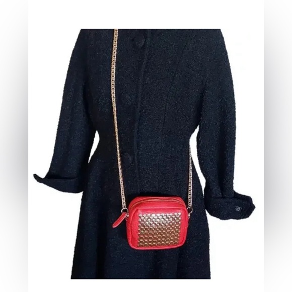 Street Level Orange Gold Studded Faux Leather crossbody,UC - Picture 2 of 8